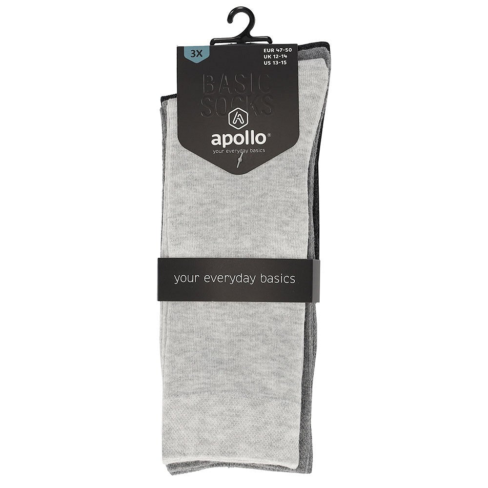 Chaussettes en coton pour hommes - Taille 47/50 - Multi grey - 3-Pak