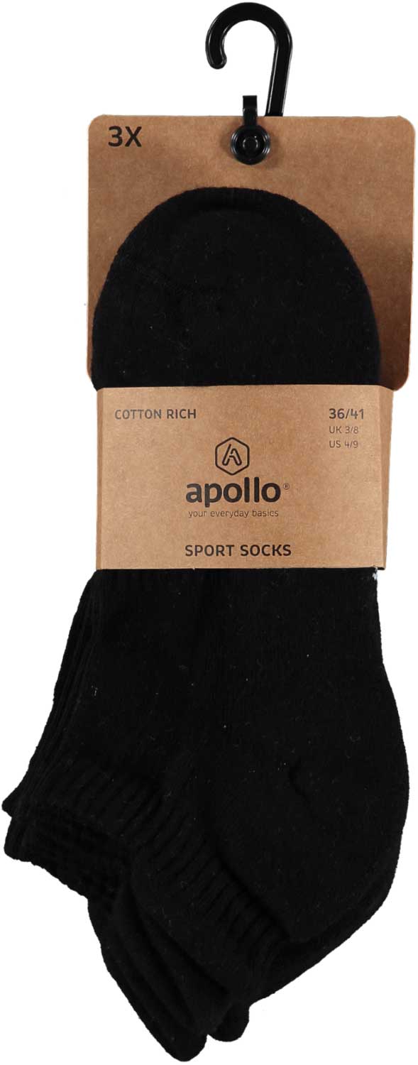 Trainer Sportsocken - Schwarz - Frottee - 3er-Pack