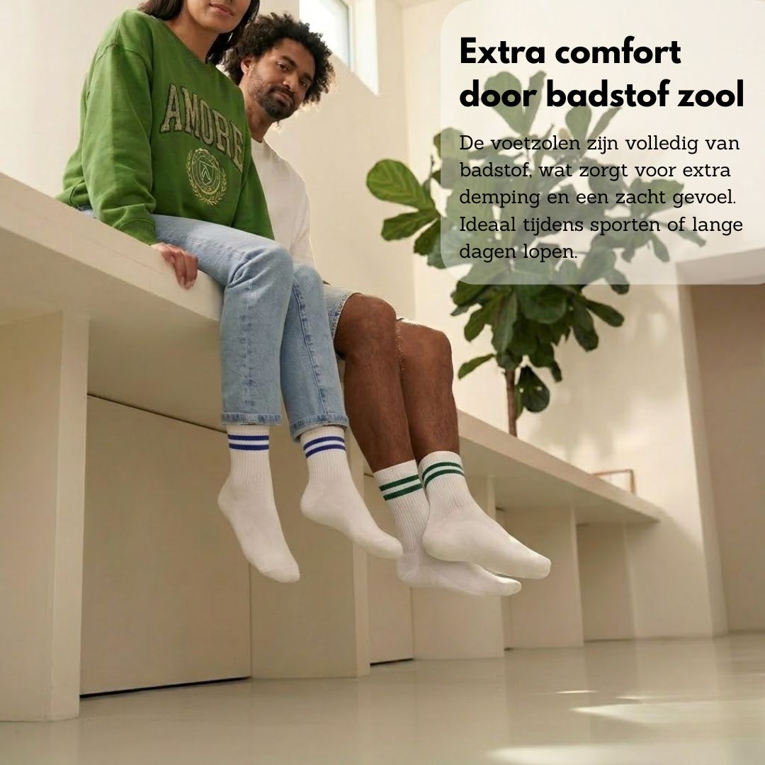Sportsocken Fashion Weiß - Streifen