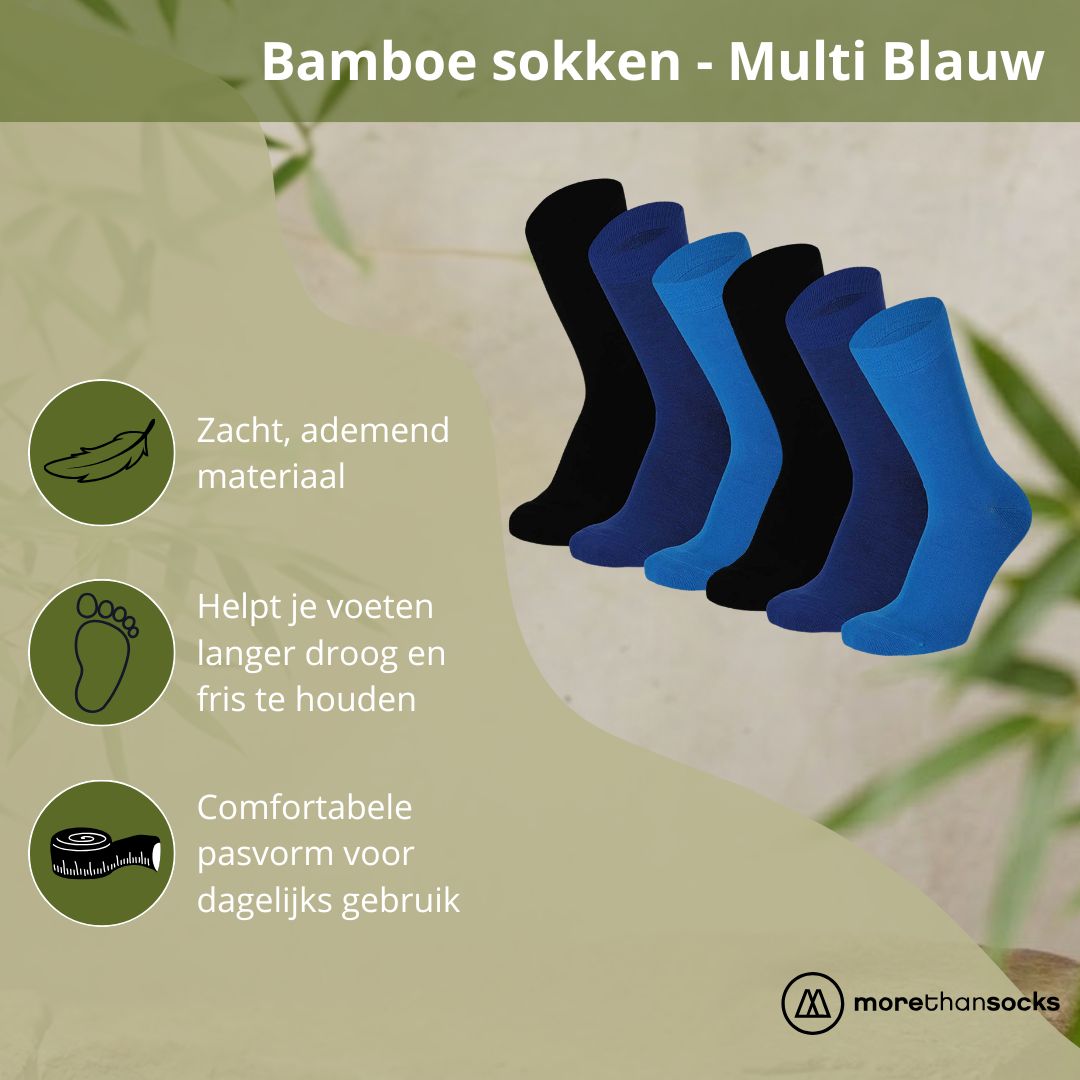 Bambussocken – Bunt – Unisex – 6er-Pack – Multi Blau