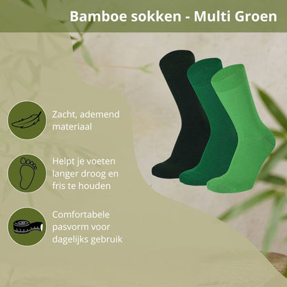 Bambussocken – Bunt – Unisex – 3er-Pack – Multi Grün
