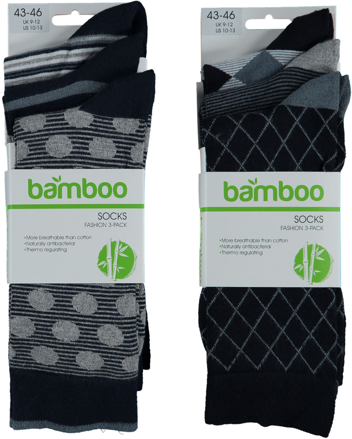 Chaussettes de mode en bambou avec impression (paquet de 6)