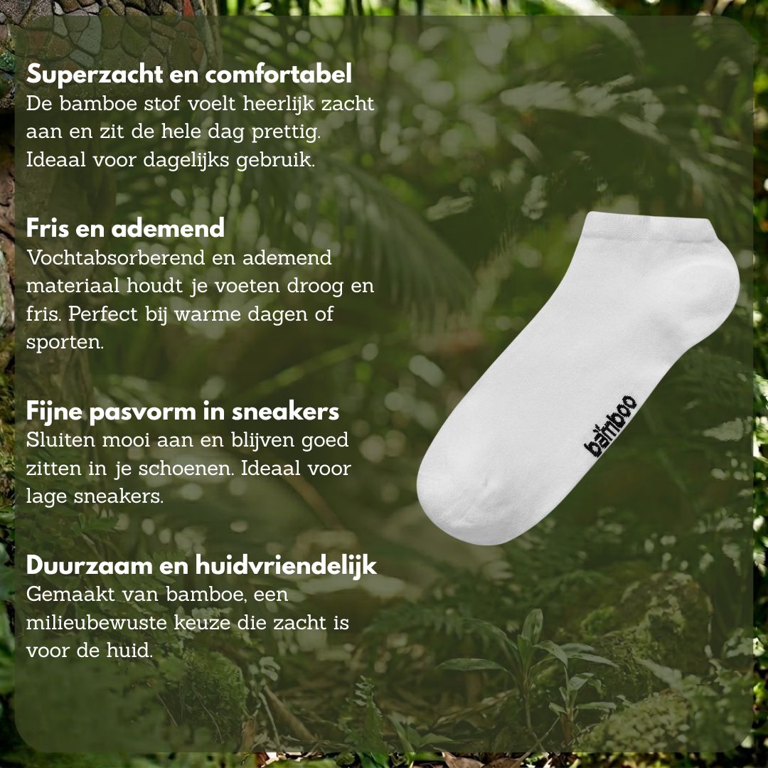 Bamboe sneakersokken basic - Wit - 3-Pak