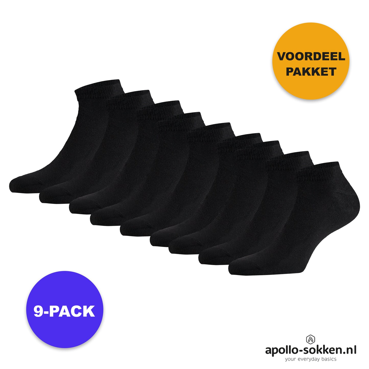 Bambus-Sneakersocken Basic – Schwarz – 3er-Pack