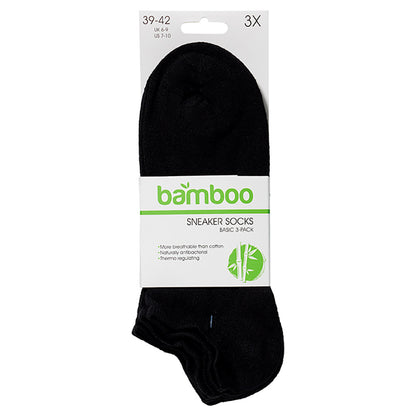 Bambus-Trainersocken basic - Schwarz - 3er-Pack