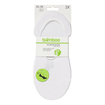 Bamboe footies basic - Wit - 3-Pak