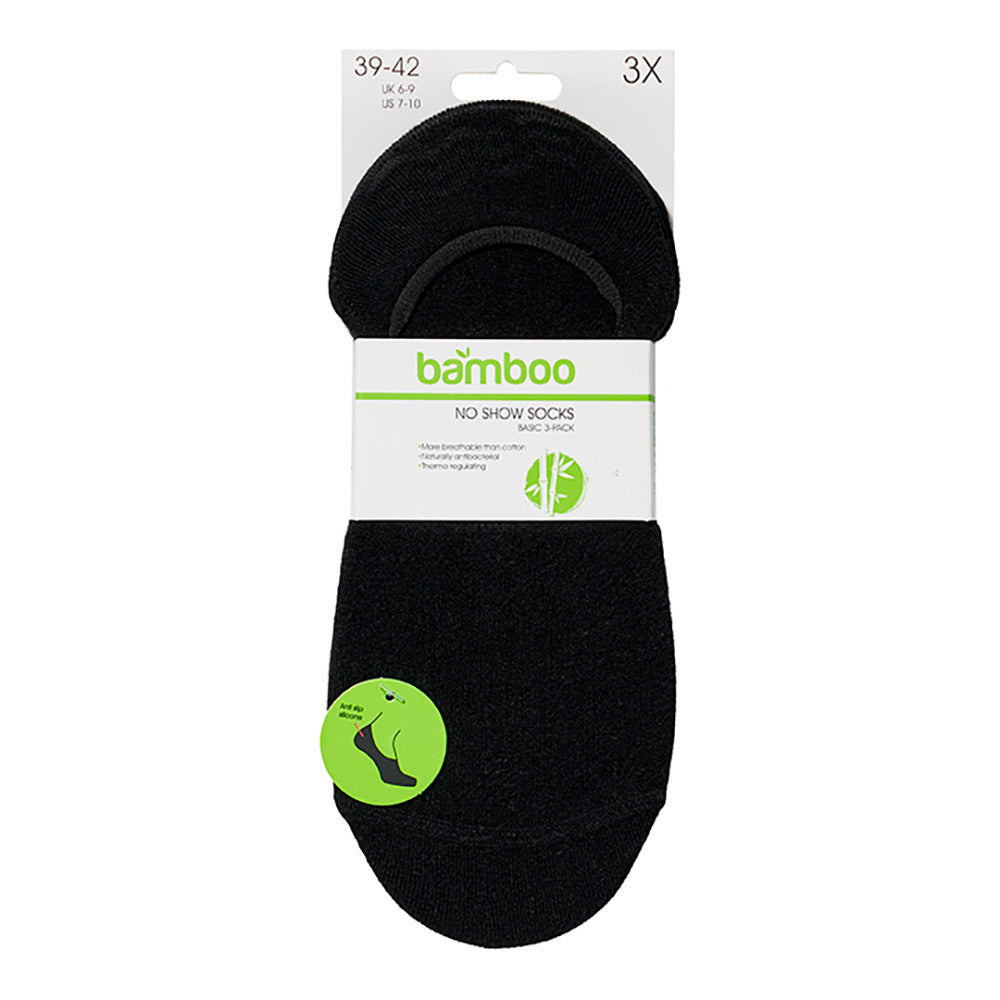 Bamboe footies basic - Zwart - 3-Pak