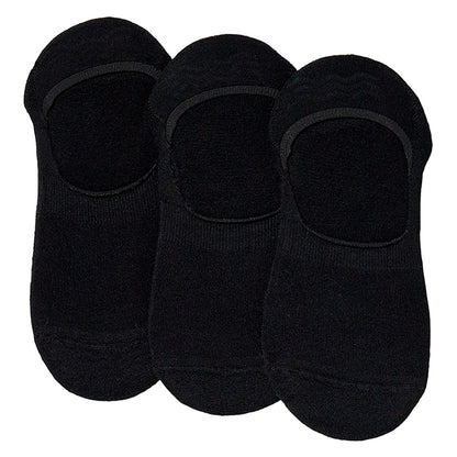 Bamboe footies met badstof zool - Zwart - 3-Pak