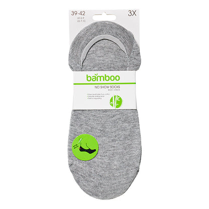 Bamboe footies met badstof zool - Grijs - 3-Pak