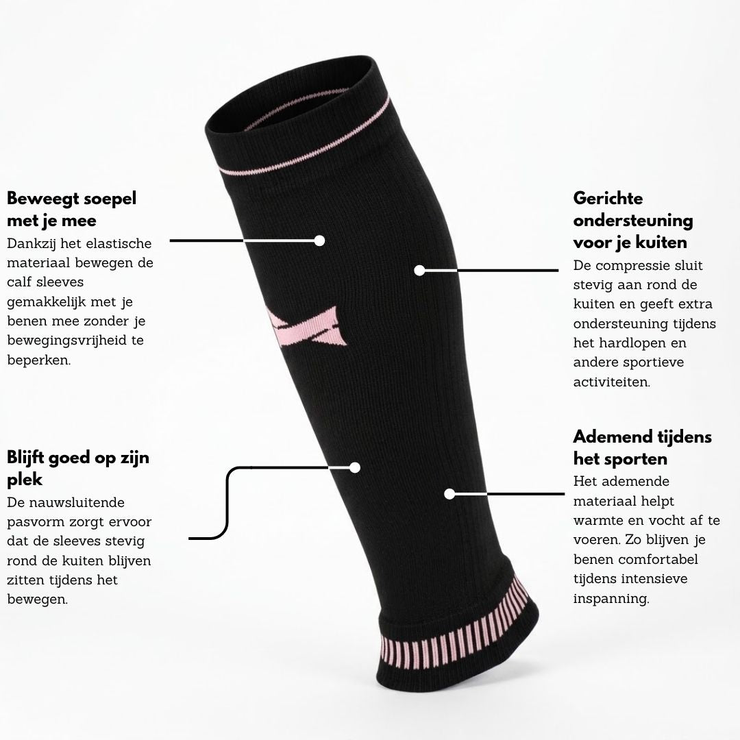 Compressie calf sleeve roze – Xtreme – uitleg van de eigenschappen