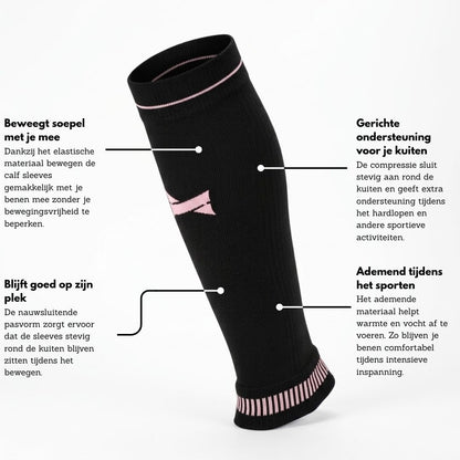 Compressie calf sleeve roze – Xtreme – uitleg van de eigenschappen