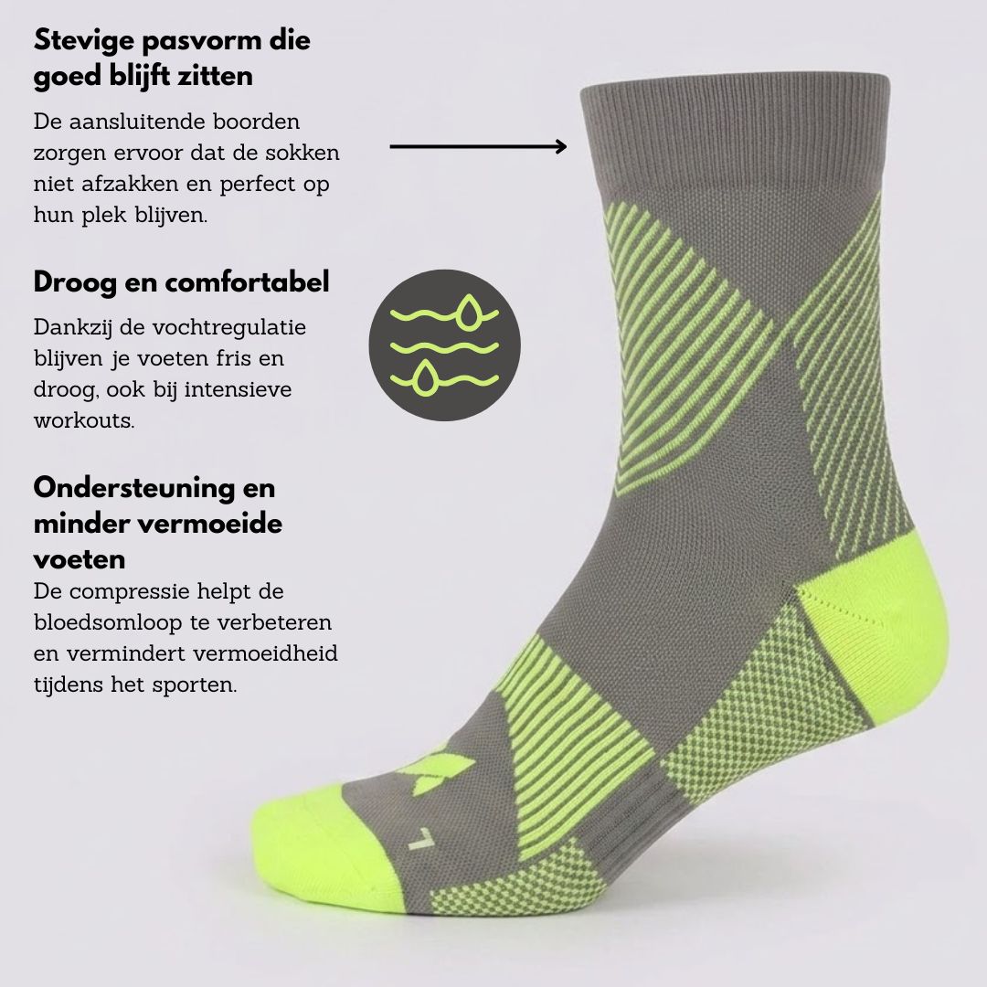 Sport compressie quarter sokken - 6-Pak - Unisex - Voordeel