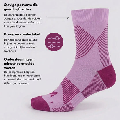 Sport compressie quarter sokken - 6-Pak - Unisex - Voordeel