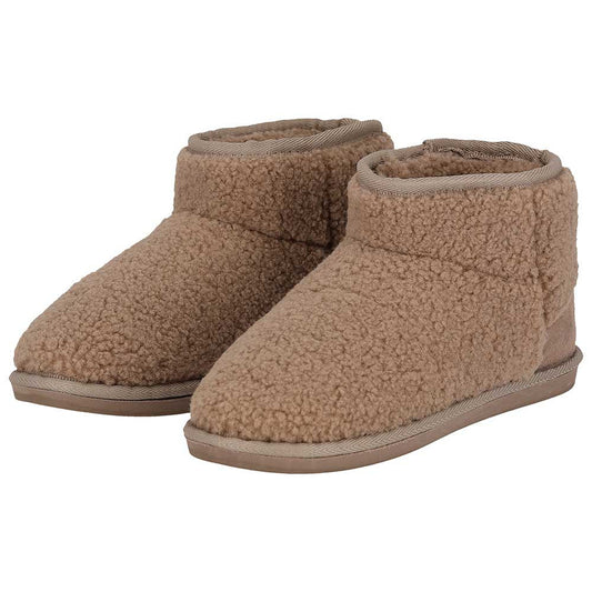 Dames teddy pantoffels - Fake Fur voering - Taupe