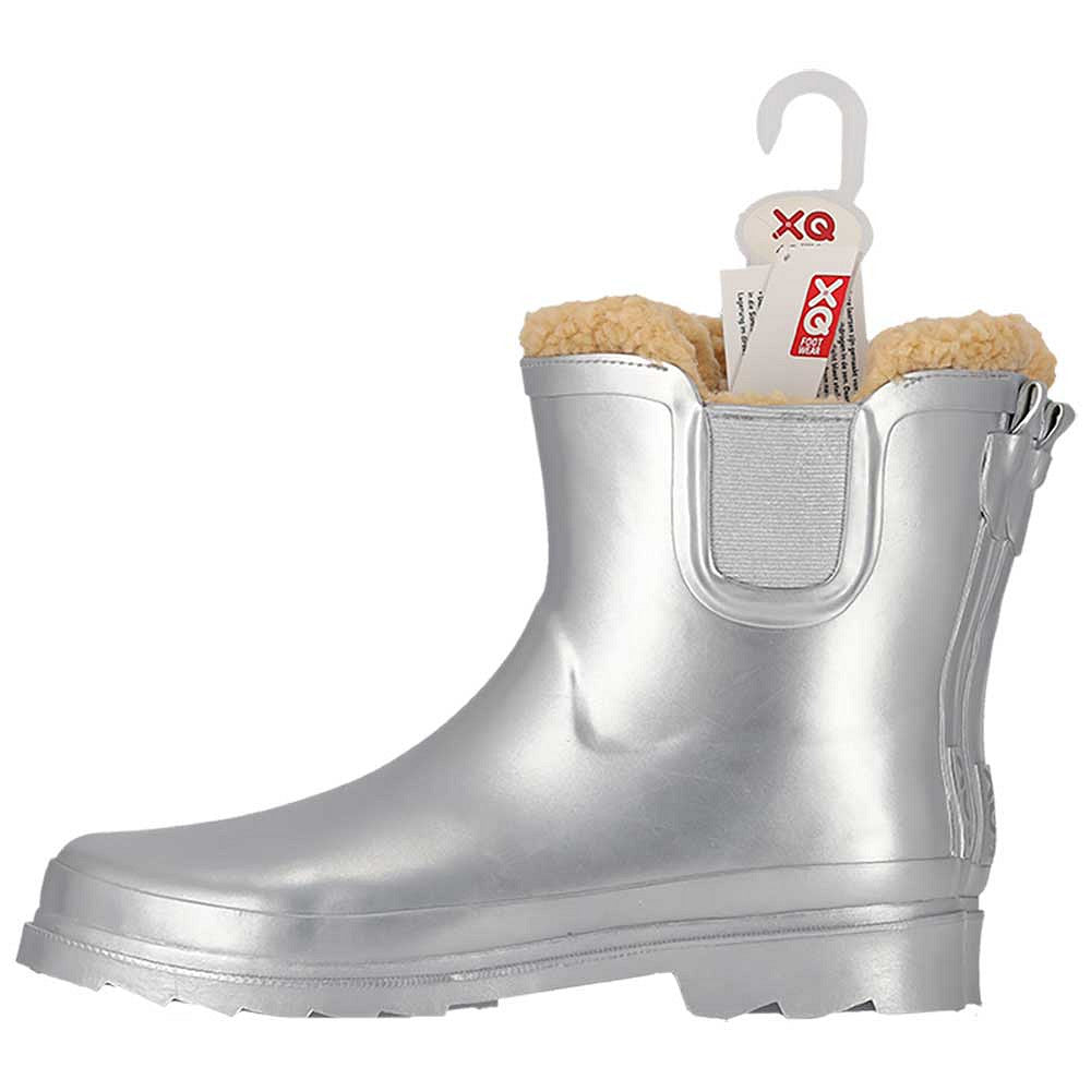 Chelsea regenlaarzen dames - Fake fur voering - Zilver metallic