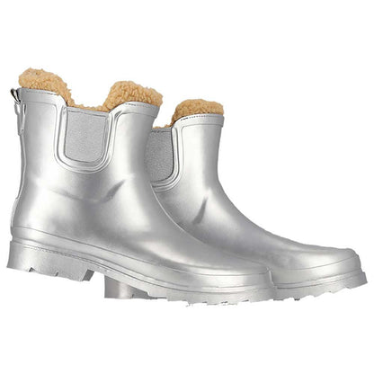 Chelsea regenlaarzen dames - Fake fur voering - Zilver metallic