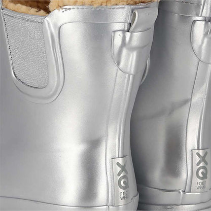 Chelsea regenlaarzen dames - Fake fur voering - Zilver metallic