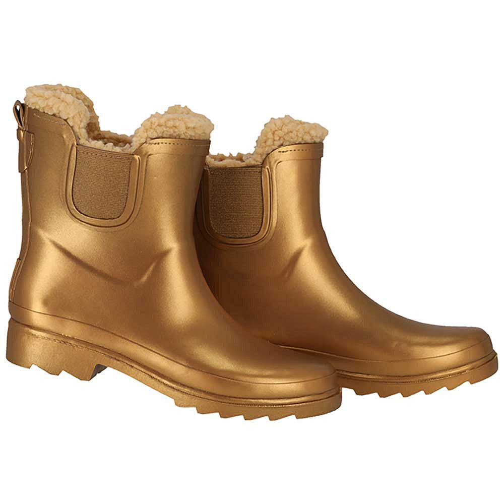 Chelsea regenlaarzen dames - Fake fur voering - Gold Metallic