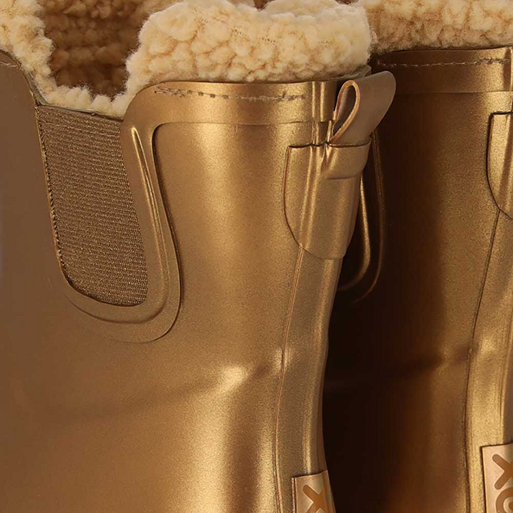 Chelsea regenlaarzen dames - Fake fur voering - Gold Metallic