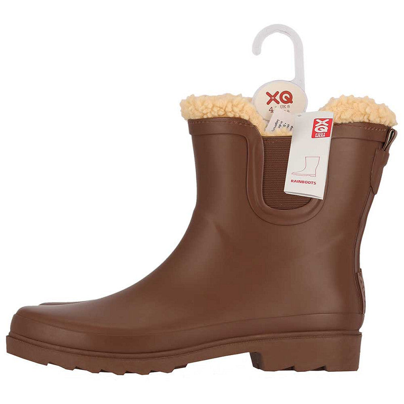 Chelsea regenlaarzen dames - Fake fur voering - Bruin