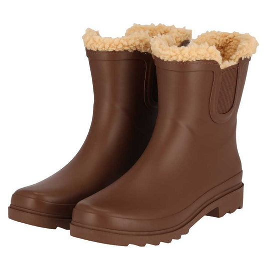 Chelsea regenlaarzen dames - Fake fur voering - Bruin