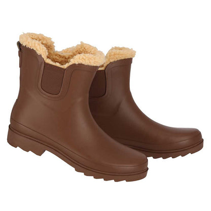 Chelsea regenlaarzen dames - Fake fur voering - Bruin