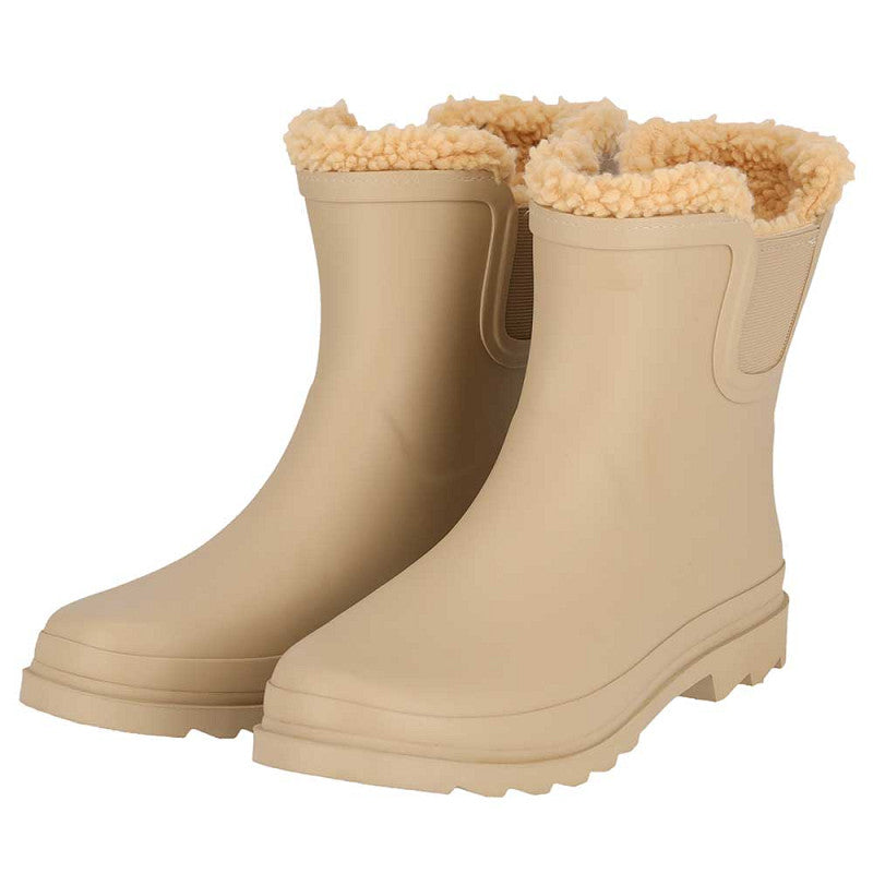 Chelsea regenlaarzen dames - Fake fur voering - Beige