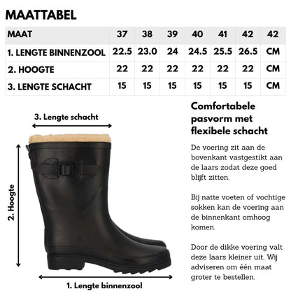 Regenlaarzen Dames - Fake Fur - Zwart