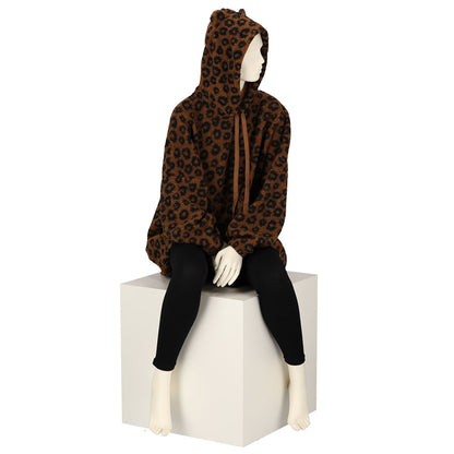 Huggle Hoodie Damen - Leopardenmuster - Einheitsgröße