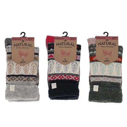 Gebreide huissokken - Dames - Ijssterren patroon - 3-Pack