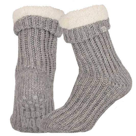 Wollen huissokken - Unisex - Antislip - Grijs Melange