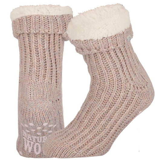Wollen huissokken - Unisex - Antislip - Roze