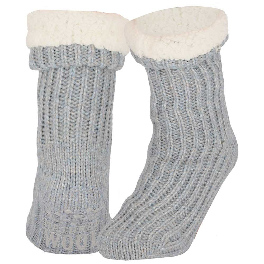 Wollen huissokken - Unisex - Antislip - Denim