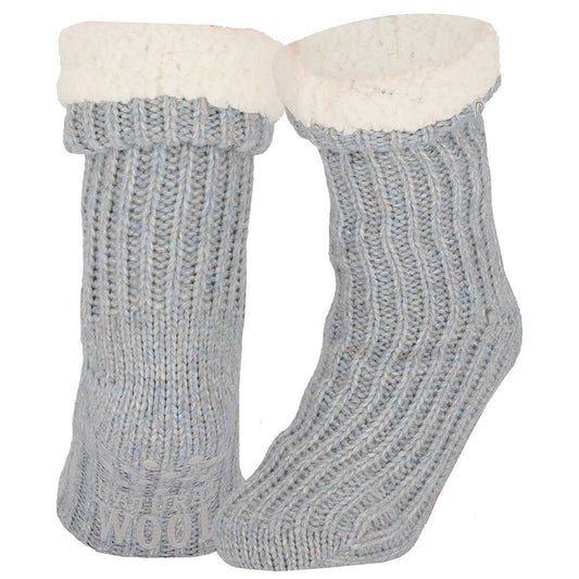 Wollen huissokken - Unisex - Antislip - Denim