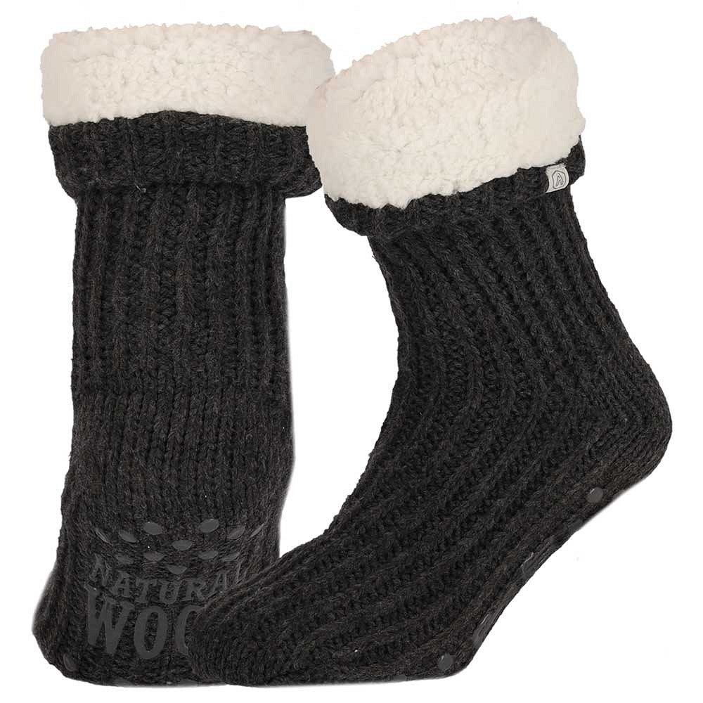 Wollen huissokken - Unisex - Antislip - Antraciet