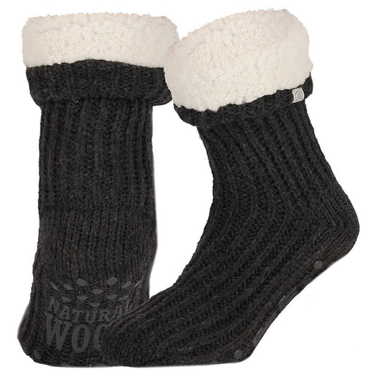 Wollen huissokken - Unisex - Antislip - Antraciet