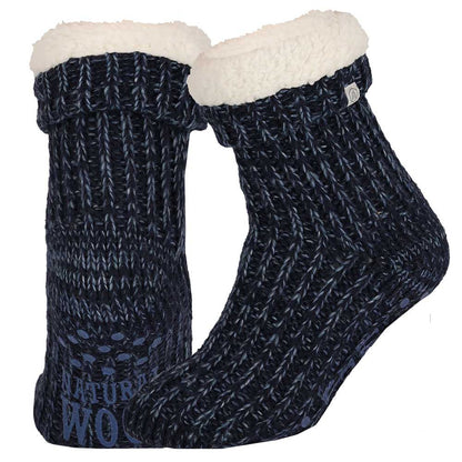 Wollen huissokken - Unisex - Antislip - Navy