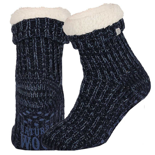 Wollen huissokken - Unisex - Antislip - Navy