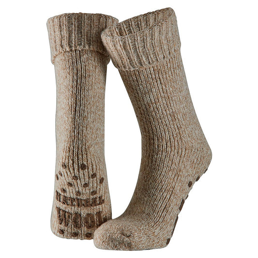 Chaussettes de maison homme - Laine - Antidérapante - Beige