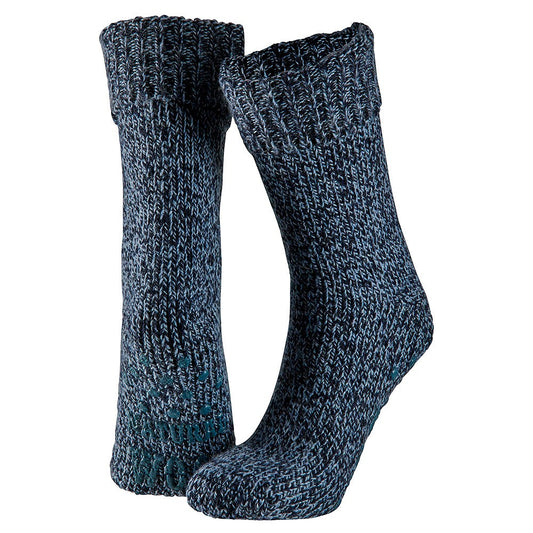 Chaussettes de maison homme - Laine - Antidérapante - Bleue