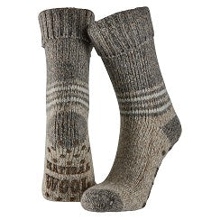 Chaussettes d'intérieur en laine pour hommes - Antidérapantes - Beige