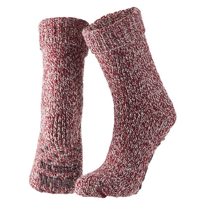 Chaussettes d'intérieur en laine pour dames - Antidérapantes - Fashion Red