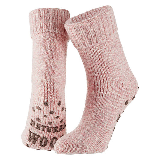 Socken aus Wolle für Damen - Anti-Rutsch - Hellrosa