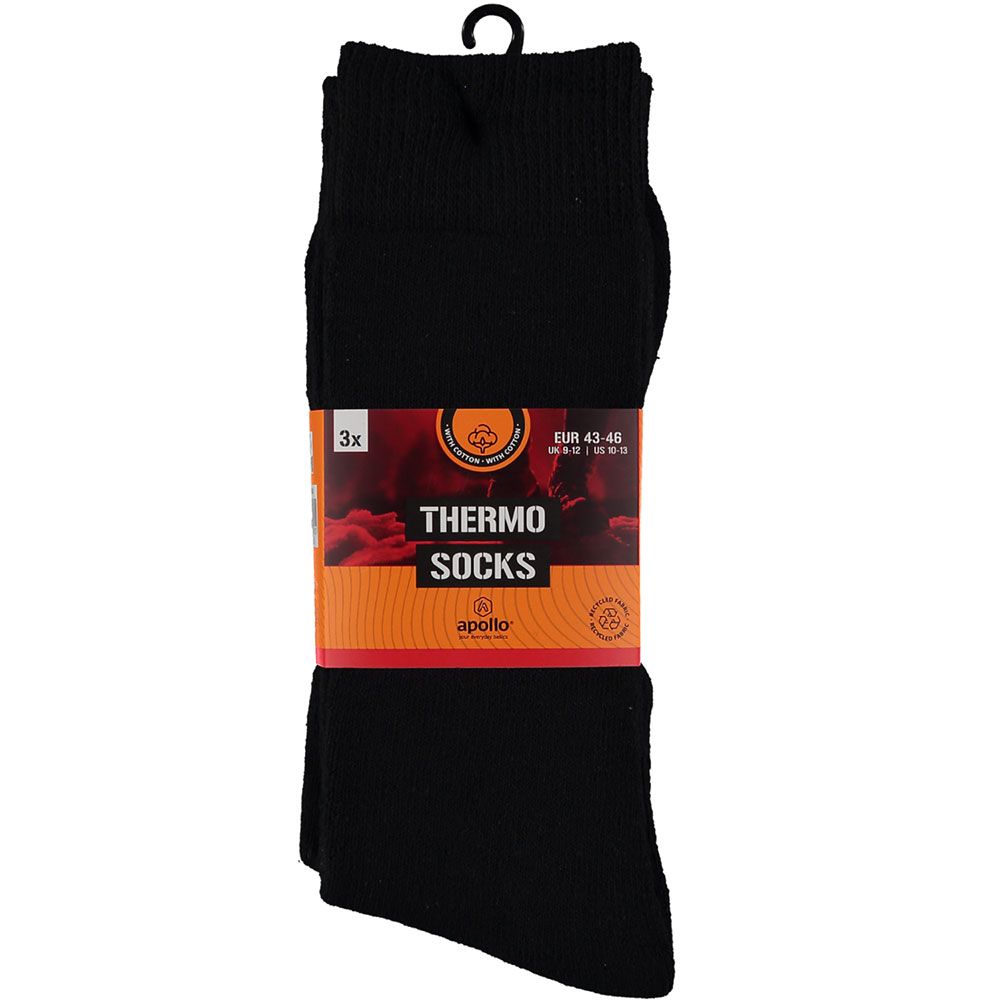 Thermo sokken unisex - Zwart - 9-Pack - Voordeelpakket