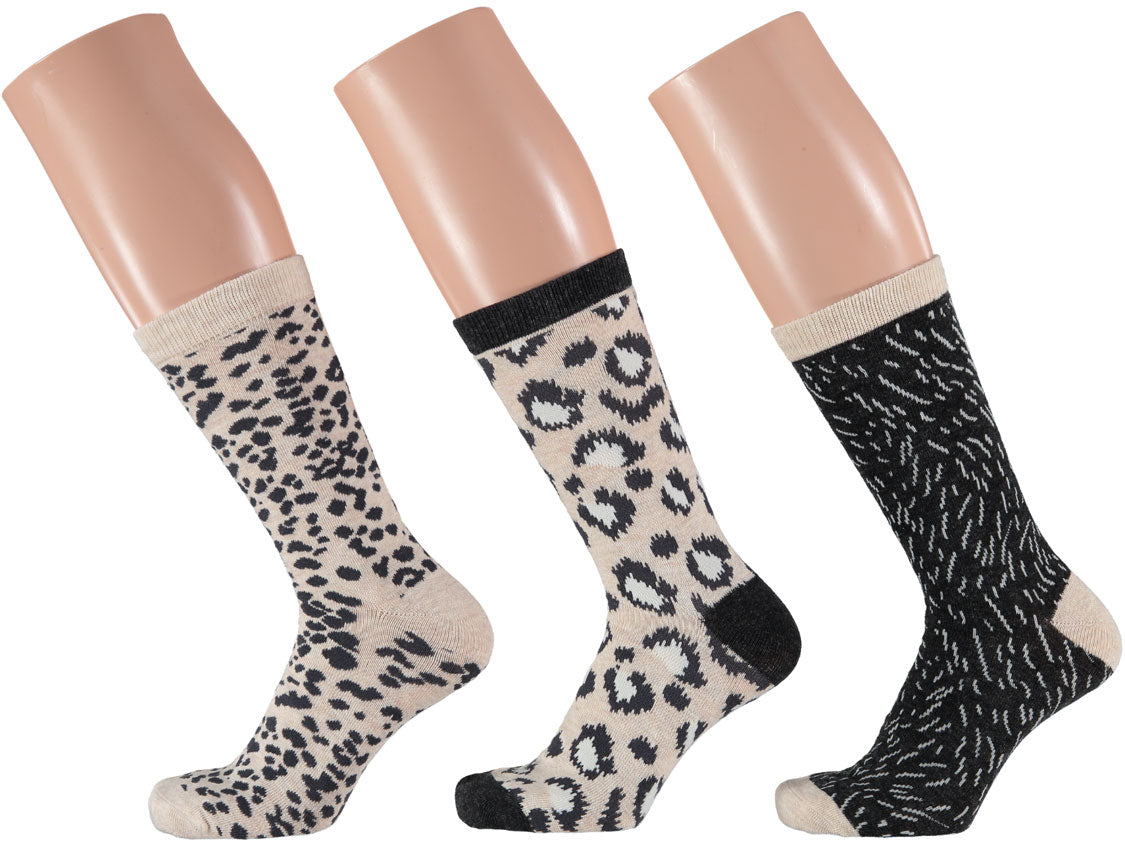 Bunte Damensocken mit Tigerdruck (3er-Pack)