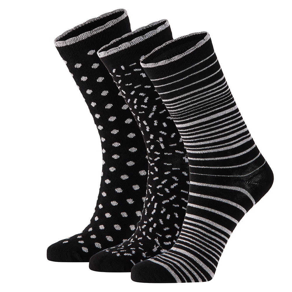 Chaussettes pour dames boîte cadeau lurex pailleté II noir-argenté