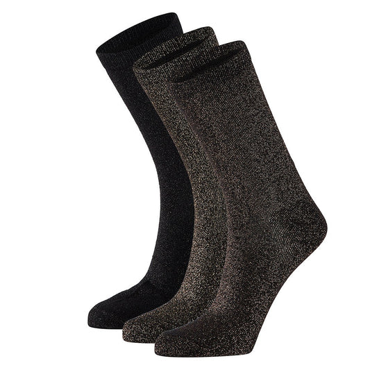 Chaussettes femmes boîte cadeau lurex pailleté I noir-or-bronze