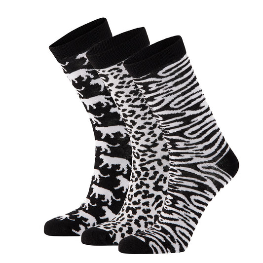 Chaussettes femmes boîte cadeau tropical noir et blanc