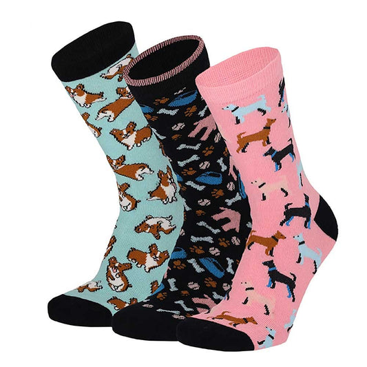 Chaussettes pour dames boîte cadeau imprimé chien