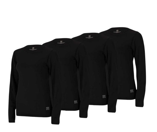 Thermo shirt dames- Naadloos - Zwart - 4-Pack